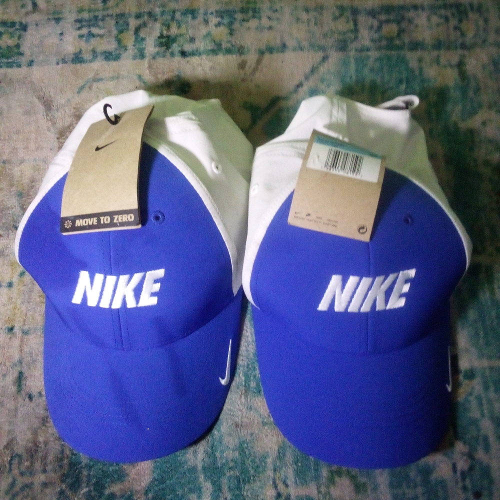 Nike Blue and White Golf Caps